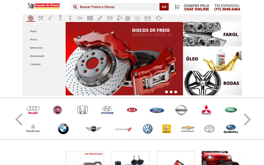 Caçula de Pneus — Prévia do marketplace de peças e pneus