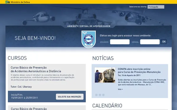 AVA CENIPA — Página inicial do ambiente virtual de aprendizagem do CENIPA