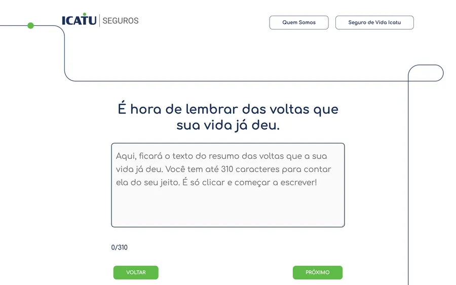 Icatu Seguros — Etapa de envio da história